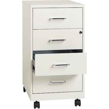Nusparc 4-Drawer Mobile Storage Cabinet, 14.2" x 18" x 26.5", White NPRVF418DMWE
